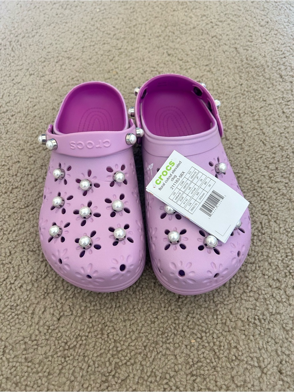 CROCS woman’s  Light Purple Pearl-Embellished Classic Clog